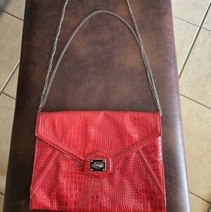 White House Black Market - Red Envelope Snake Skin Crossbody Purse